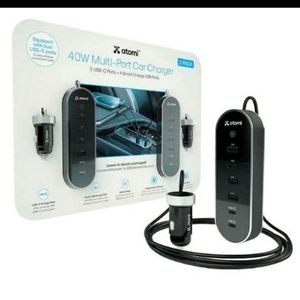 Atomi 40W 12V USB Charger, 2-pack new car phone chargers